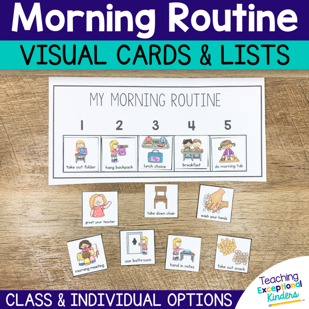 Morning routine visual cards and lists