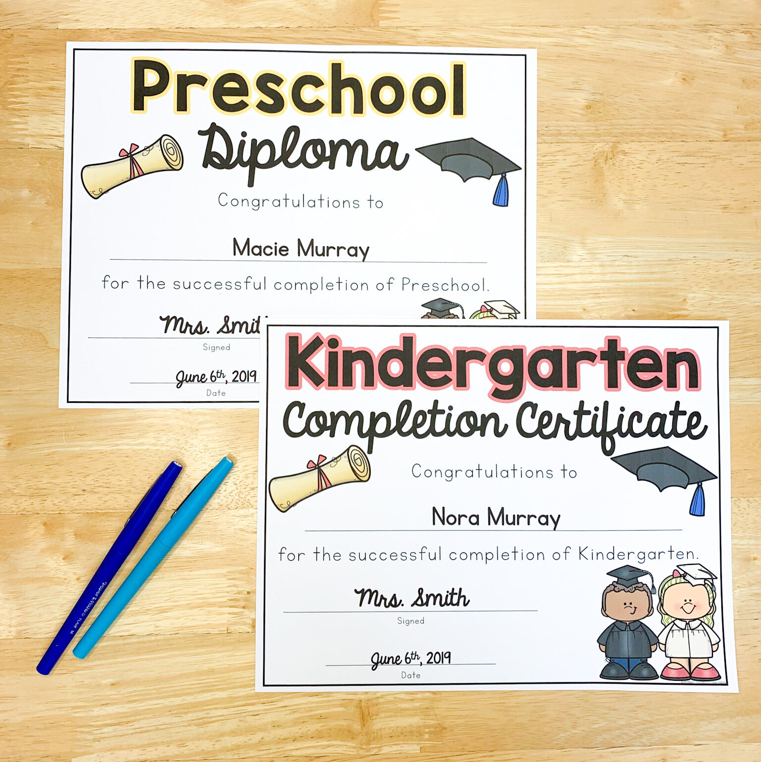 Preschool diploma and kindergarten completion certification