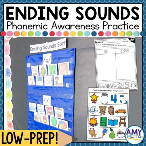 cover to show the printable phonemic awarness activities included in this ending sounds pack