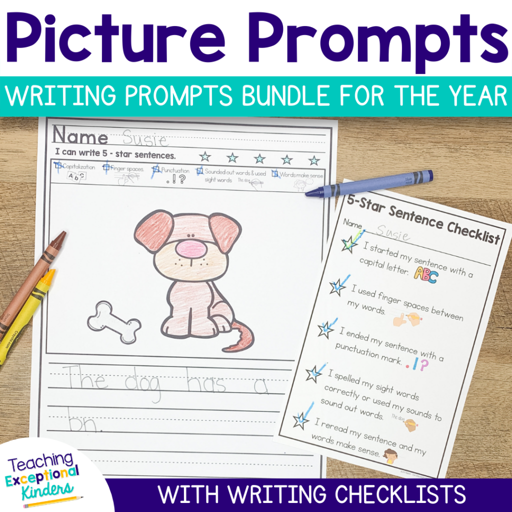 Picture Prompts - Writing Prompts Bundle for the Year with Writing Checklists