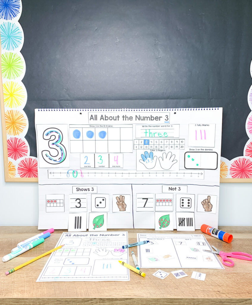 Number anchor chart with individual worksheets