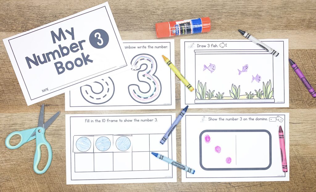 The inside pages of a printable number book