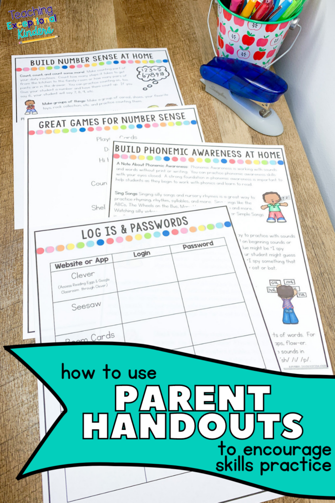 How to use parent handouts to encourage skills practice.
