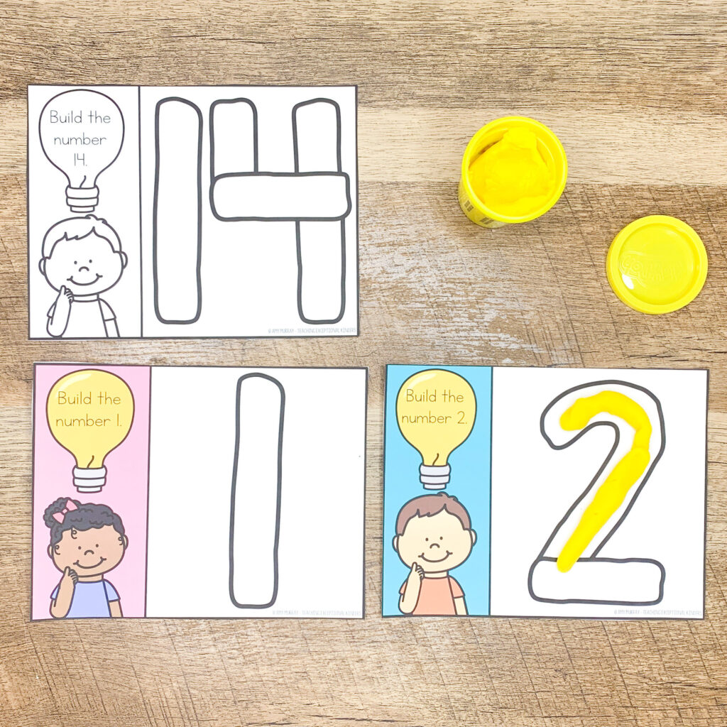 Play dough number building cards