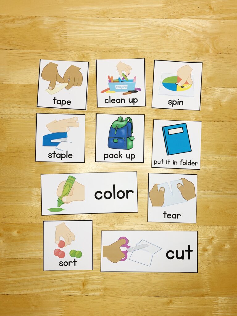 A variety of instruction cards in different shapes