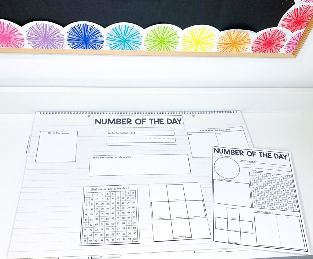 Blank number of the day anchor chart and worksheet templates
