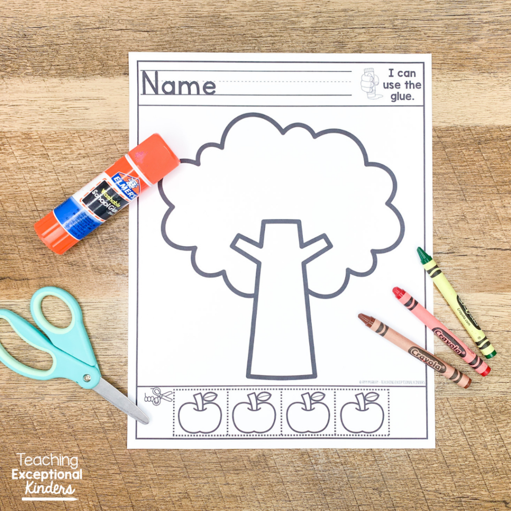An apple tree cut and paste activity