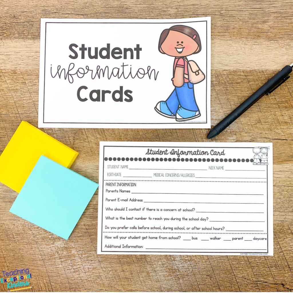 A student information card and a cover sheet