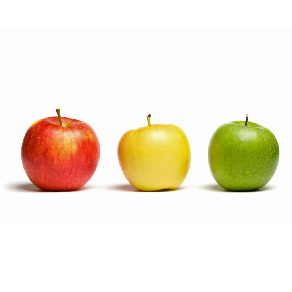 Red, yellow, and green apples