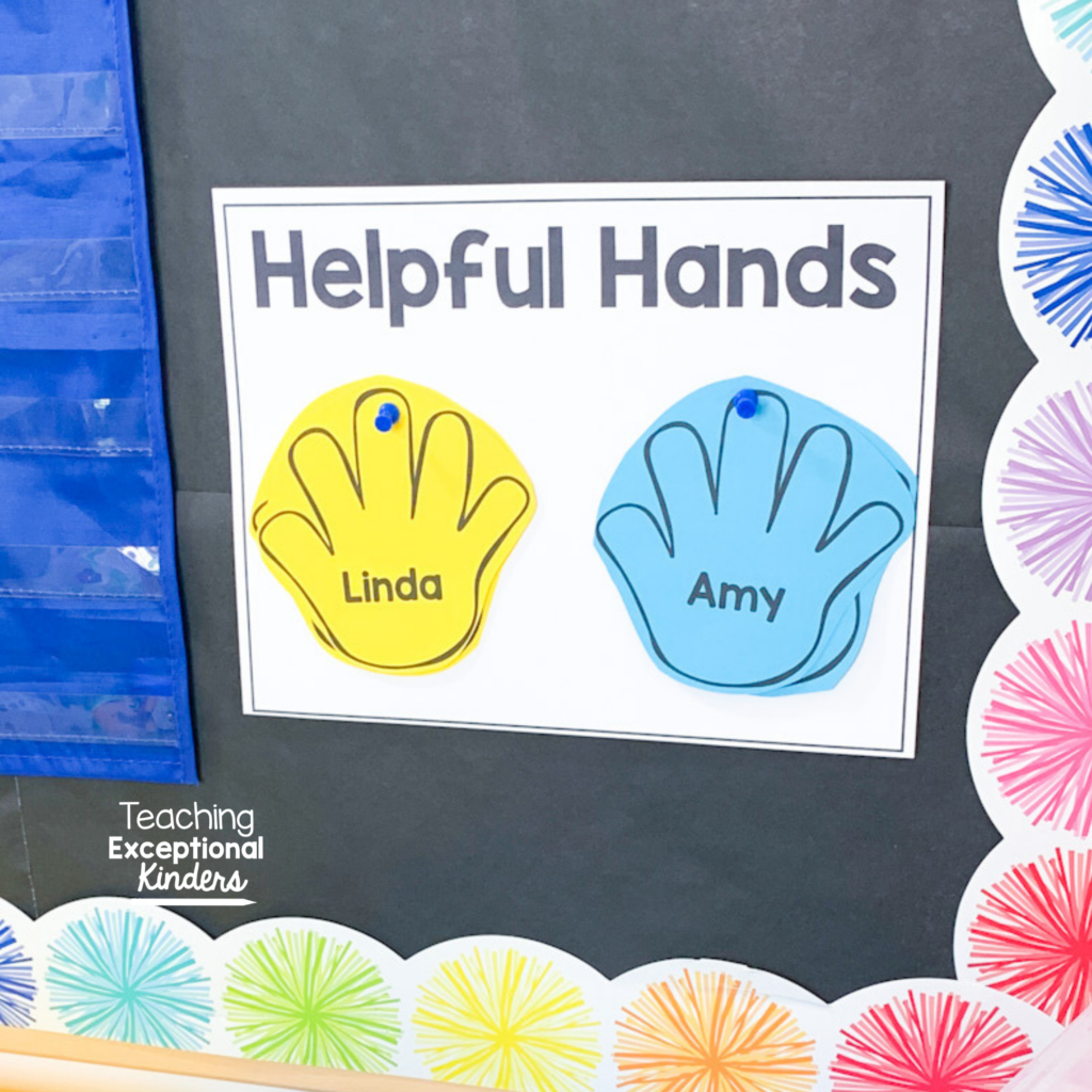A helping hands chart in two colors