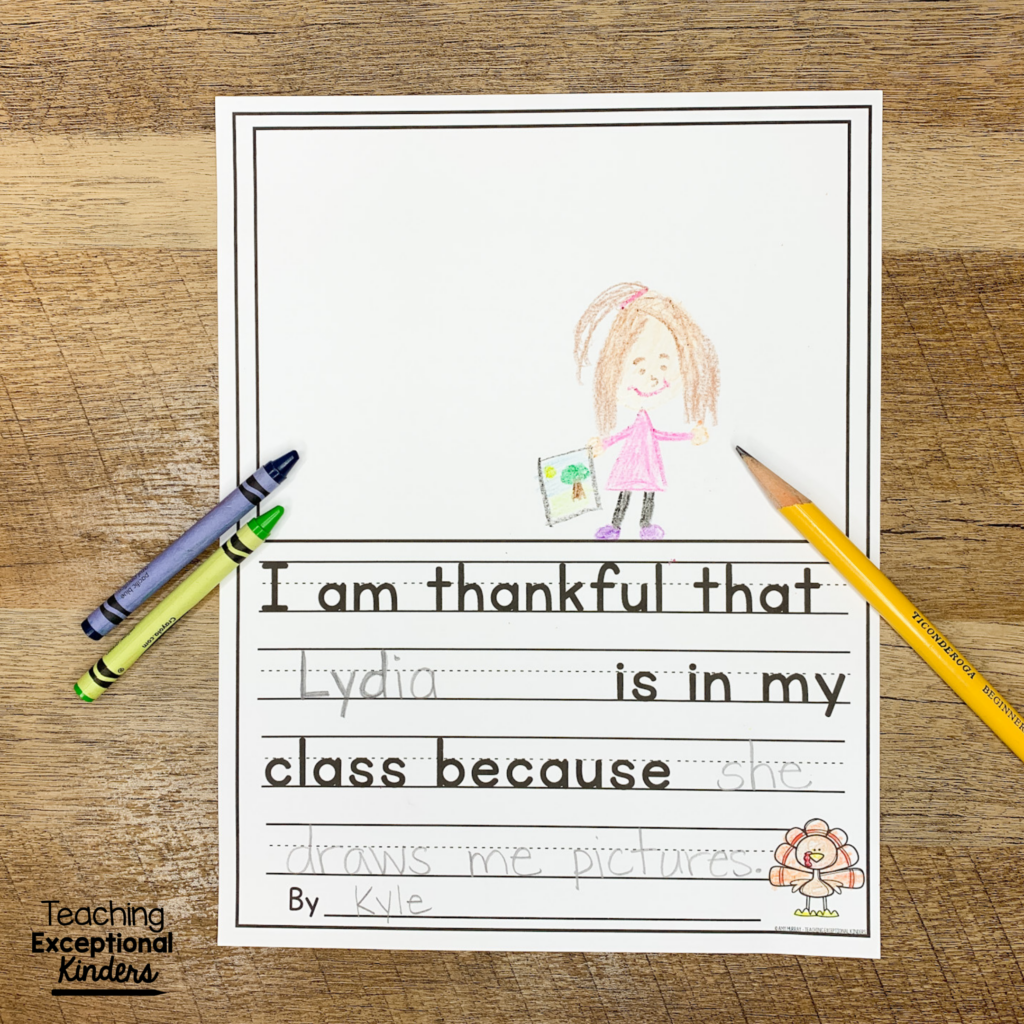 A completed thankful writing project