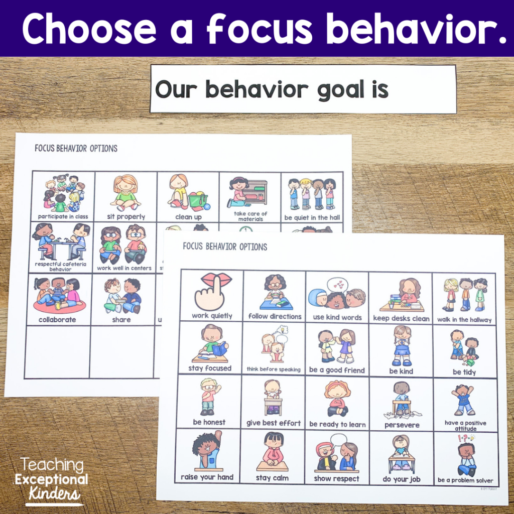 Two pages of behavior icons - Choose a focus behavior