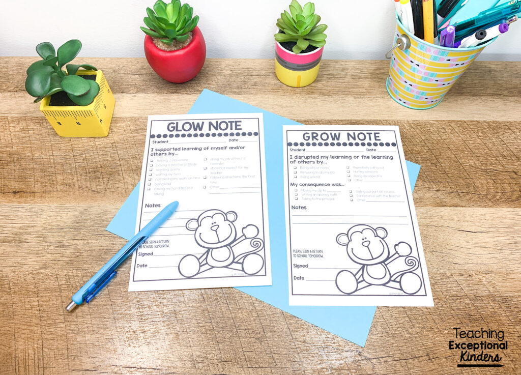 Animal themed glow and grow notes
