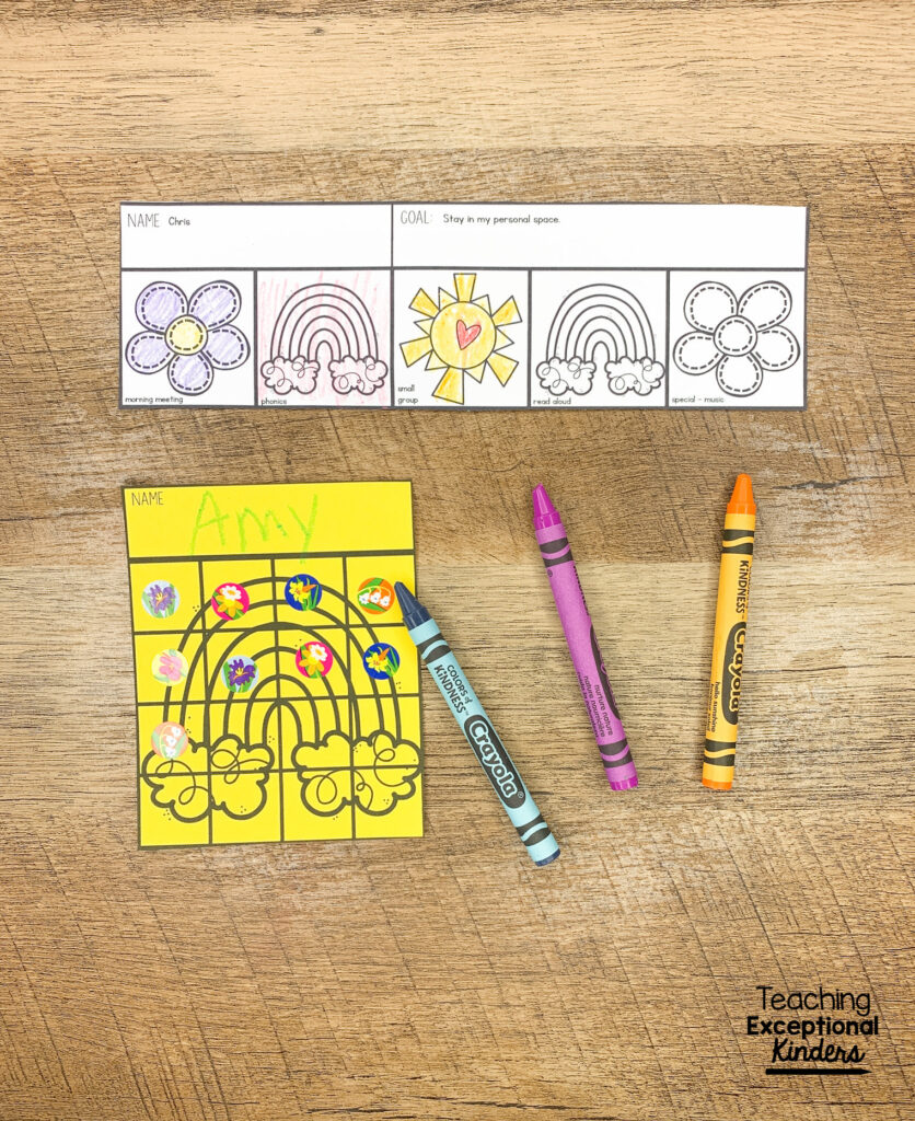 Spring reward charts with rainbows and flowers