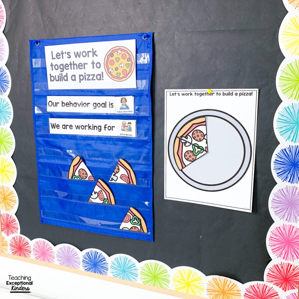 whole class reward system build a pizza behavior chart