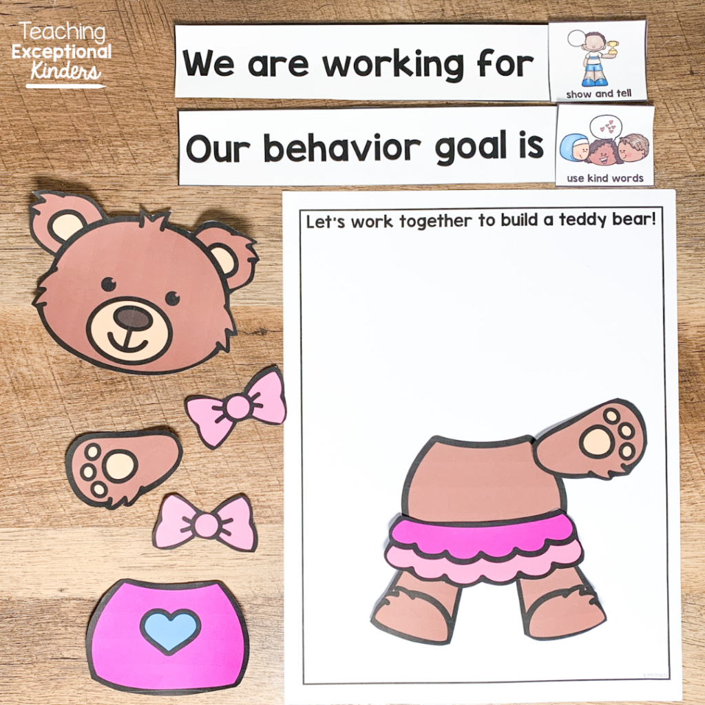 Teddy bear behavior incentive chart