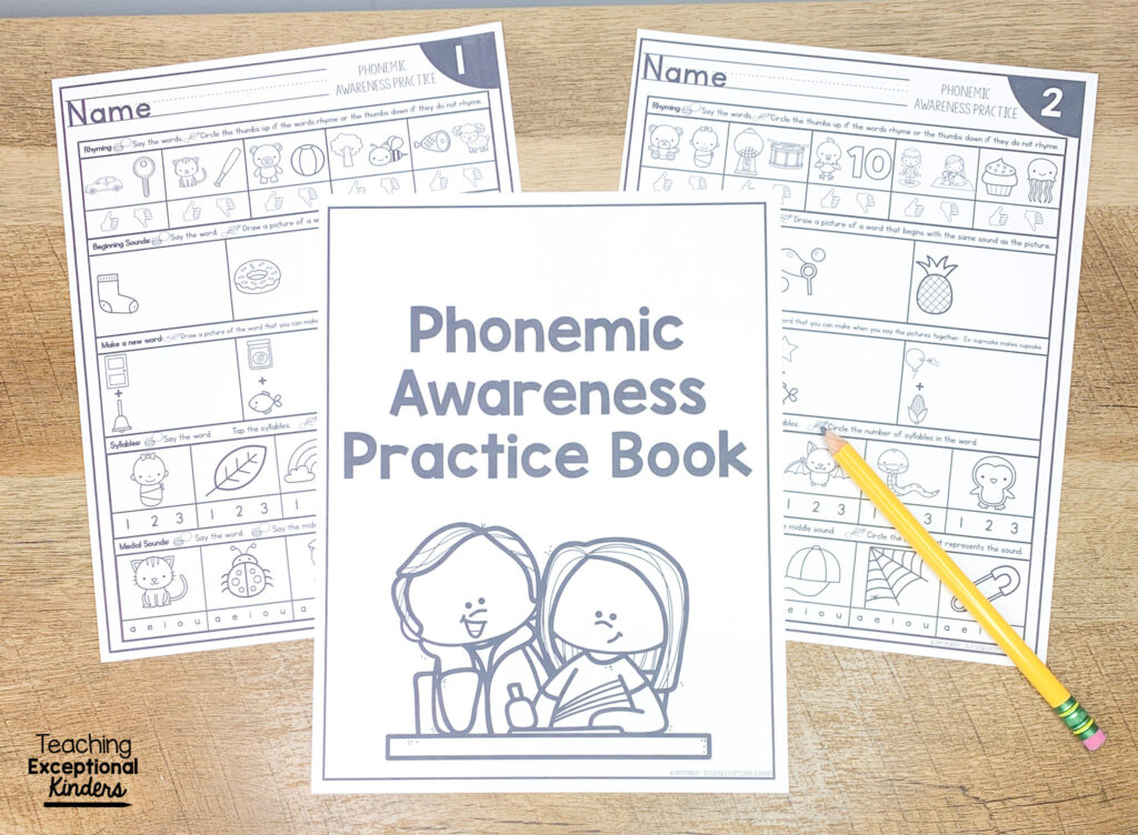 Phonemic awareness practice book worksheet and covers