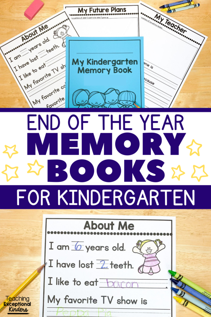 End of the year memory books for kindergarten