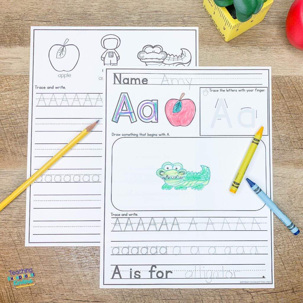 Alphabet practice worksheets for the letter A