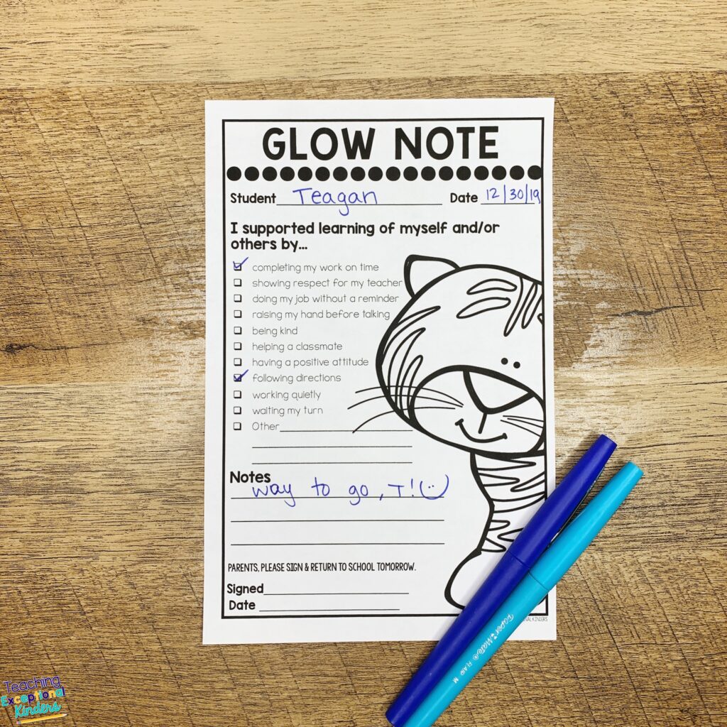 A glow note with tiger clipart