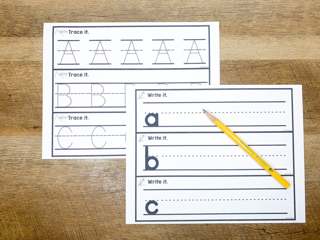 Trace and write alphabet worksheets