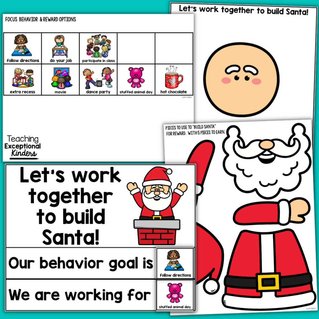 Printable pieces for a Santa behavior chart