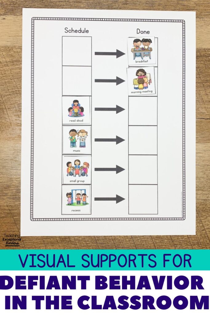 Visual supports for defiant behavior in the classroom