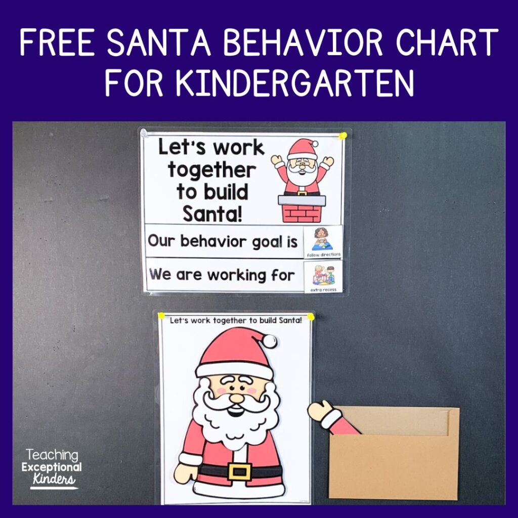 Free Santa Behavior Chart for Kindergarten