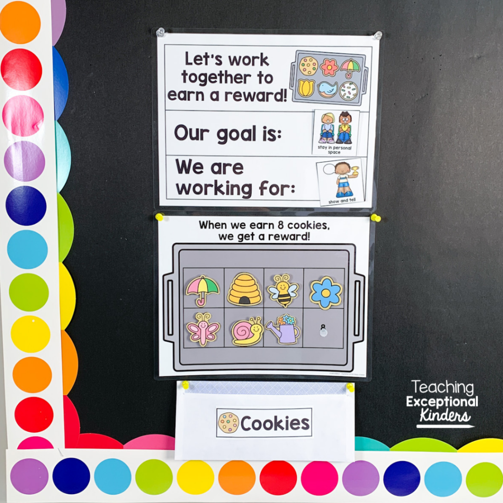 Spring cookie reward system on a bulletin board