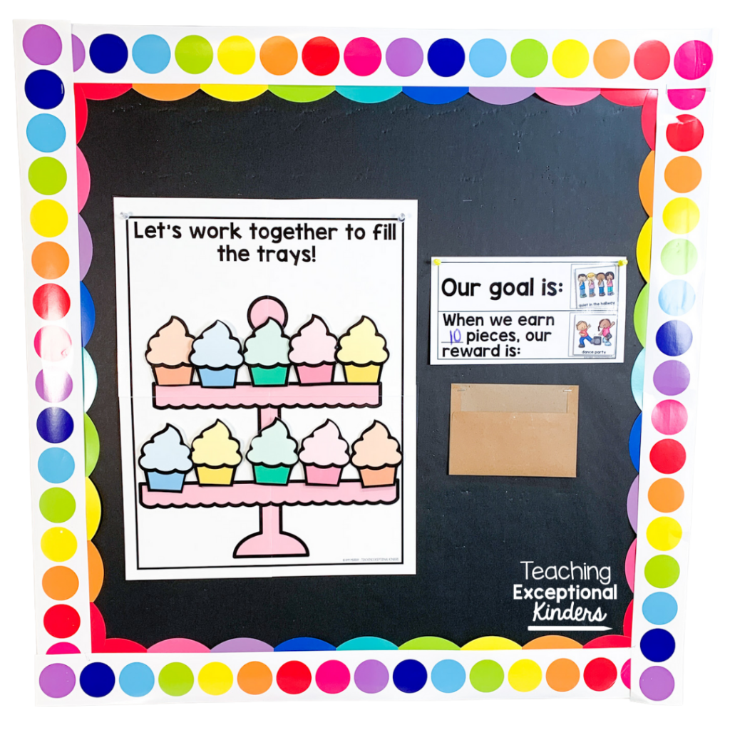 Reward chart with cupcakes on a cake stand