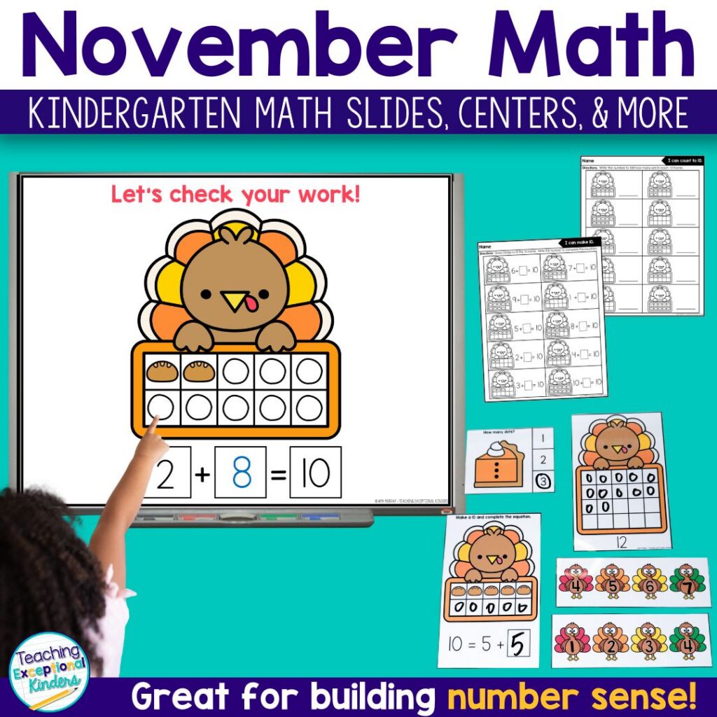 November Kindergarten Math Centers Slides and Activities - Teaching ...